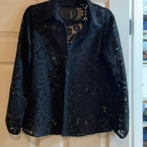 Black Lace button down blouse